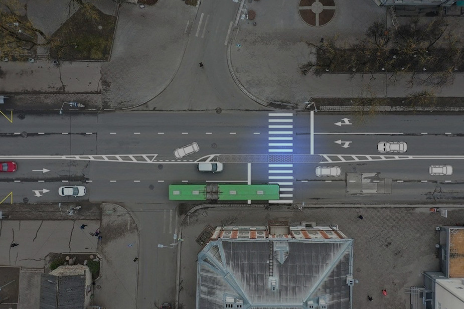 Проект островка безопасности на пешеходном переходе в Пскове