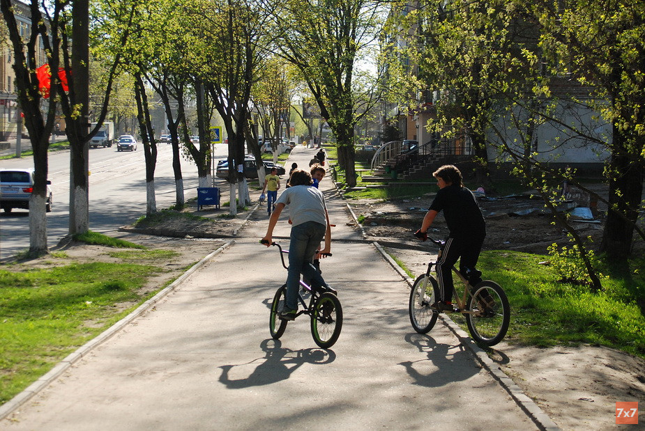 Улица Николаева весной - деревья вдоль дороги планируется вырубить
