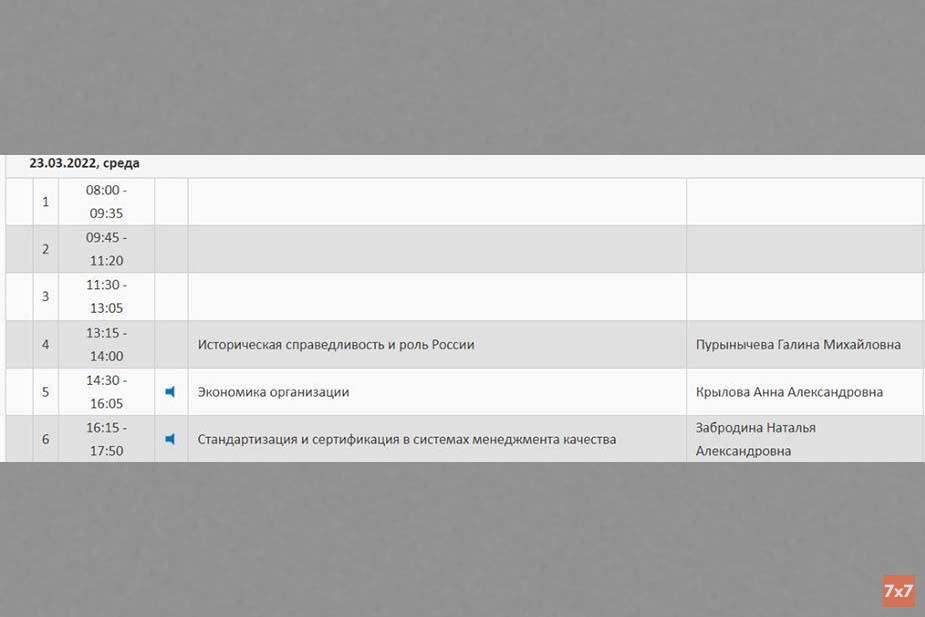 Скриншот расписания ПГТУ