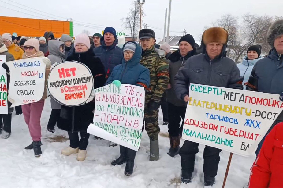 Митинг против строительства мусорного полигона в Сысерти, 21 декабря 2024 года. Фото: «Вечерние ведомости»