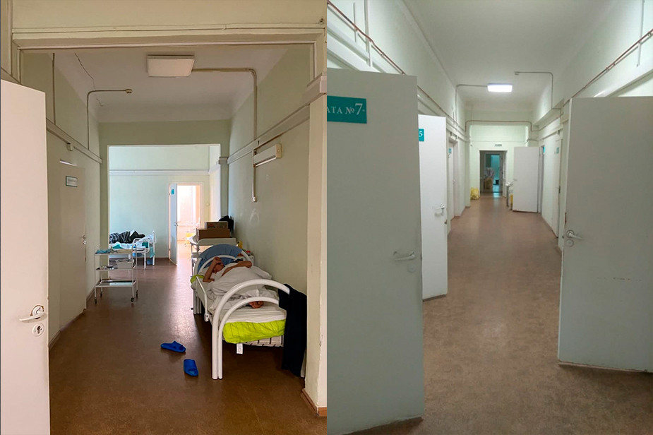 Республиканская инфекционная больница. Фото слева - из группы "Подслушано в ПТЗ | Петрозаводск", справа - фото Минздрава Карелии