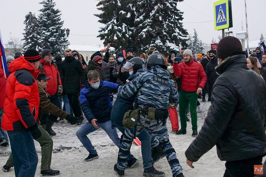 Акция в поддержку Навального в Ярославле 23 января