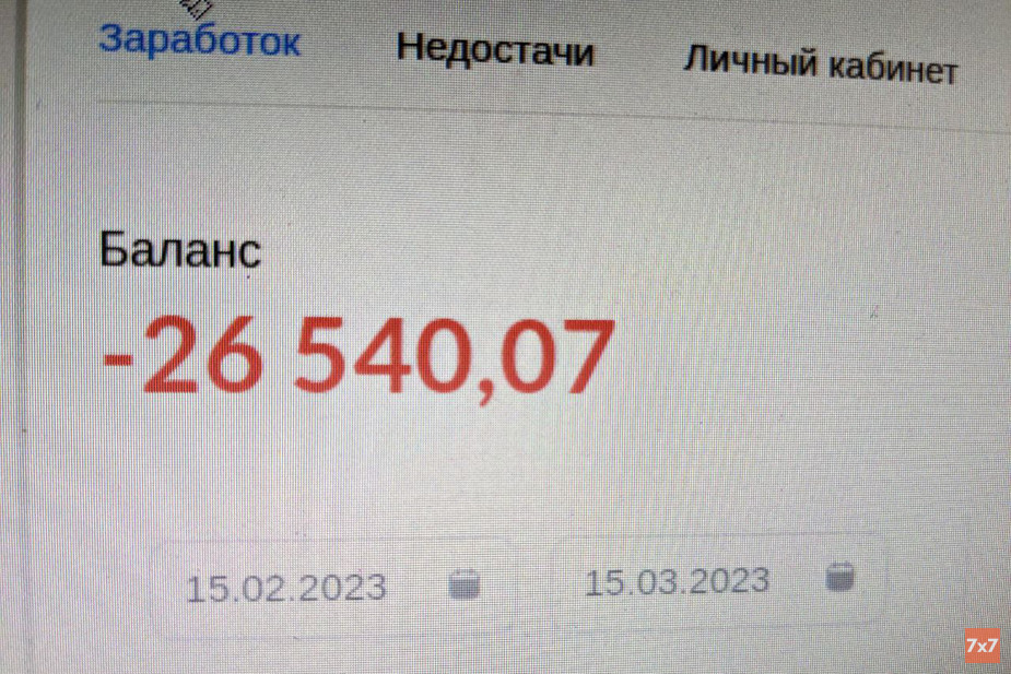 Скрин экрана с долгом сотрудницы Wildberries