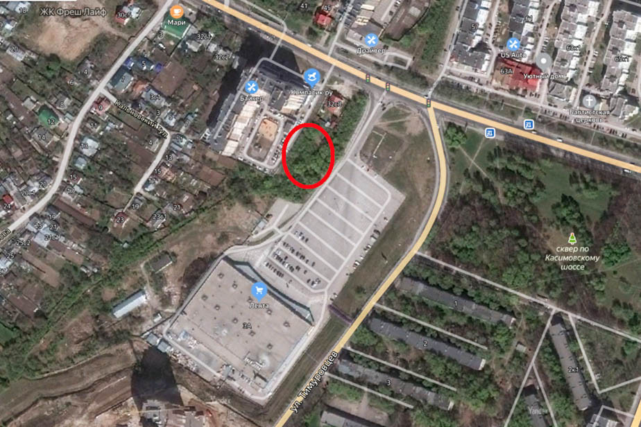 Место предполагаемой стройки на карте