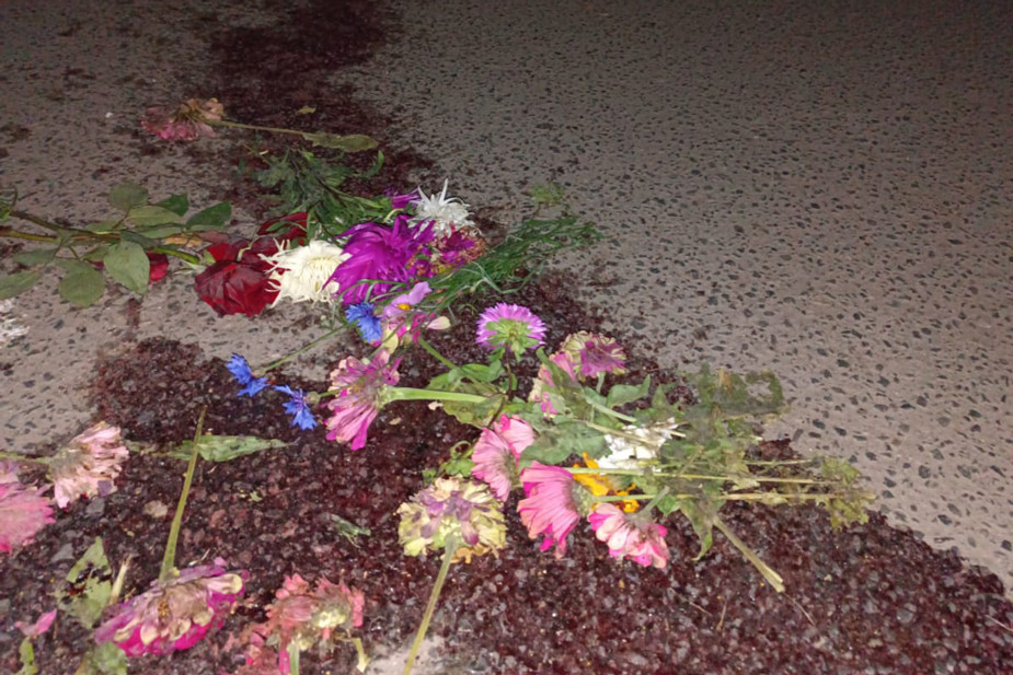 Следы крови на месте убийства Анастасии Крамаренко. Фото из архива родственников