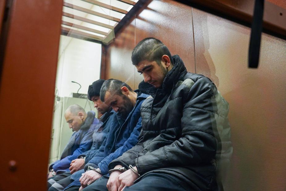 Фигуранты по делу о теракте в «Крокус Сити Холле» в Басманном районном суде Москвы, 19 ноября 2024 года. Фото: Александр Авилов / АГН «Москва»