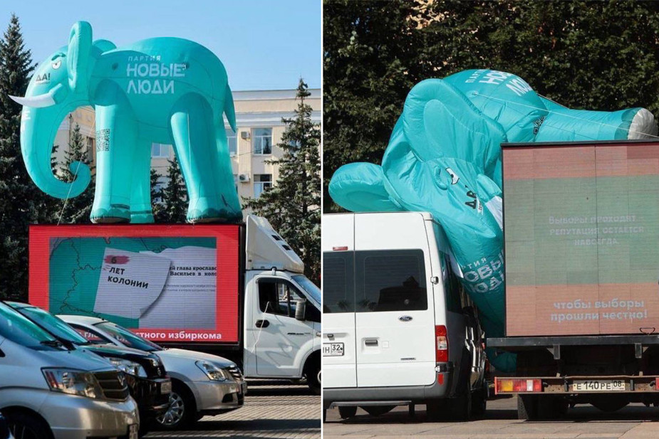 Слон, установленный перед зданием Правительства Брянской области