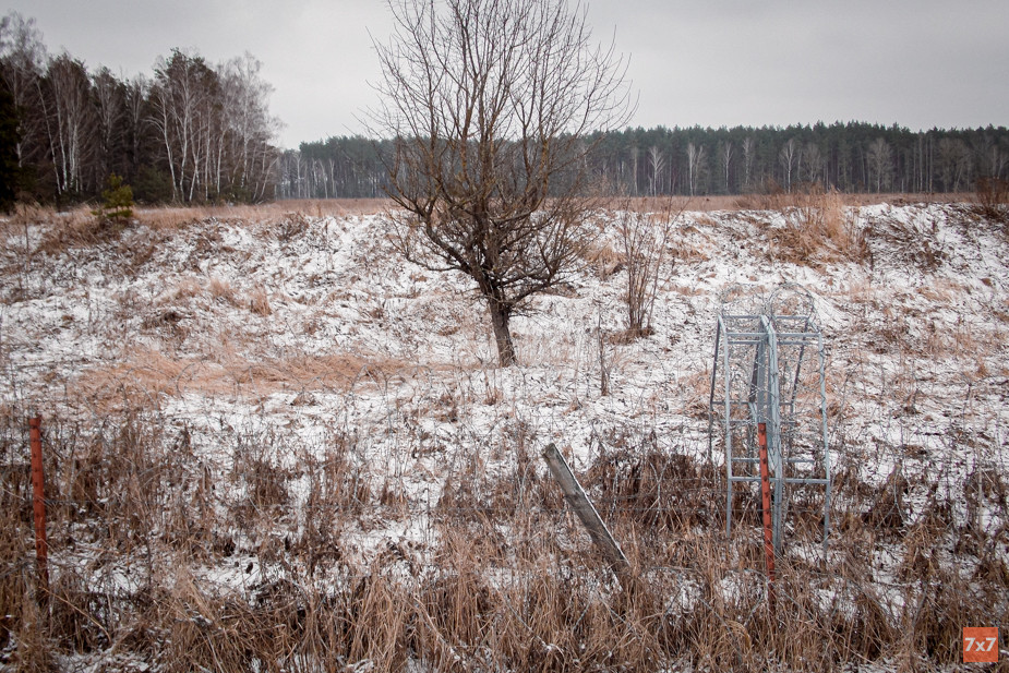 Колючая проволока вдоль дороги на выезде из села Брахлов